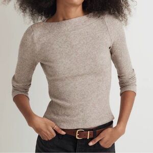 Madewell Boatneck Button Long-Sleeve Top